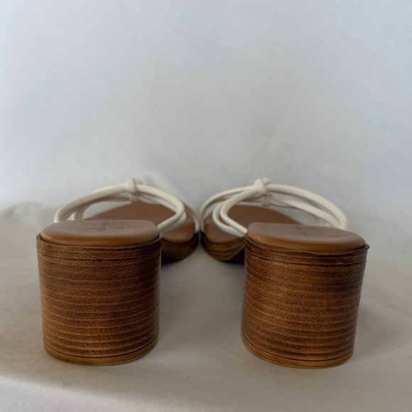 Mila Paoli White Sandals Heels Genuine Italian Leather 8.5 40 Block Heel - Picture 4 of 9